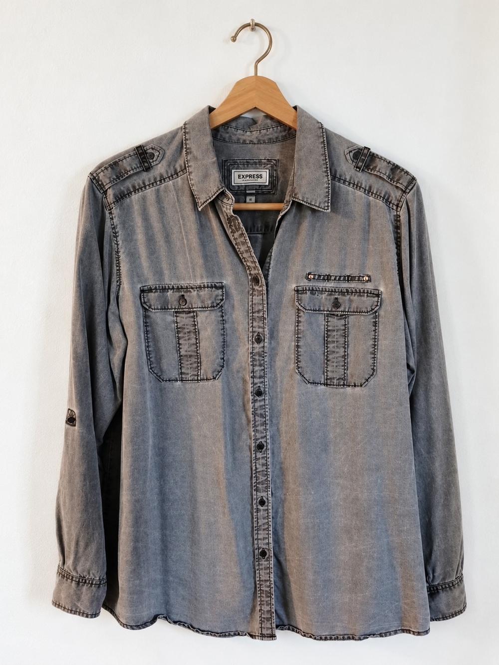 Express Gray Denim Shirt